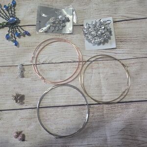 Elegant Silver and Gold Bangle Set